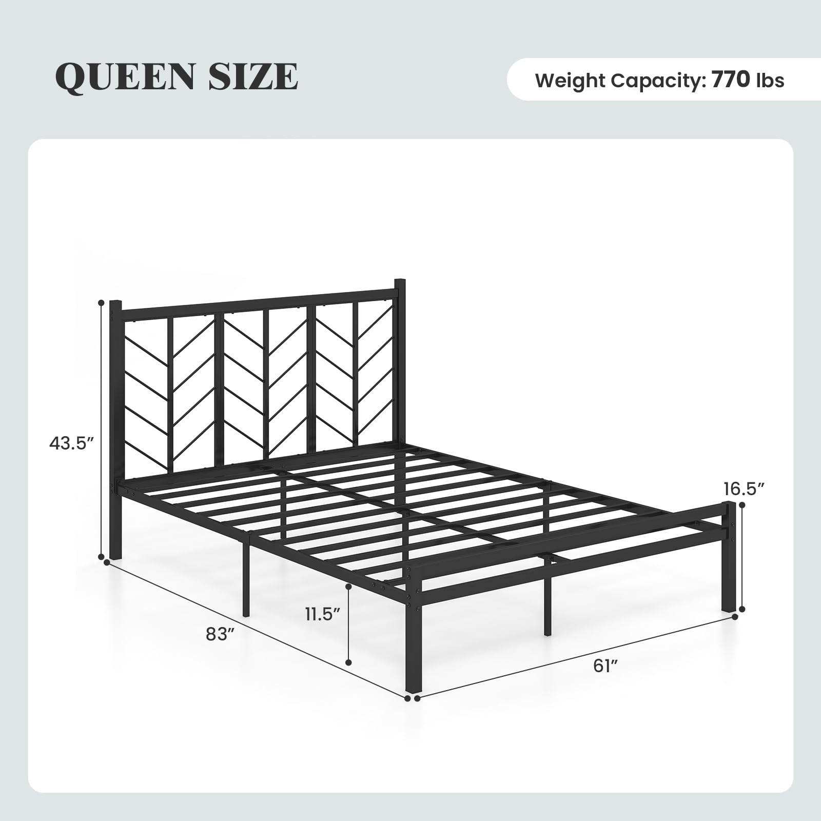 Giantex Bed Frames with Vintage Headboard, Metal Mattress Foundation for Storage
