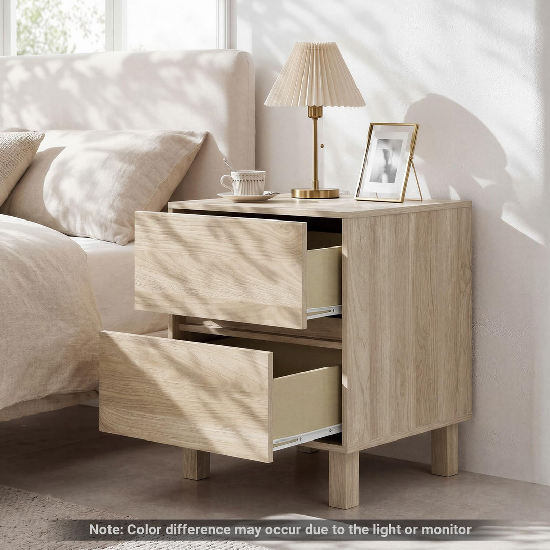 Giantex Modern Wood Night Stand w/2 Storage Drawers (1/2)