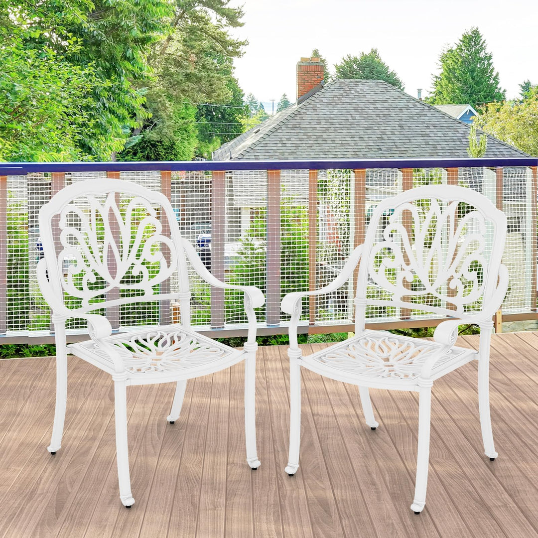Giantex Patio Chairs, Stackable Cast Aluminum Outdoor Chairs for Lawn Porch Garden Yard