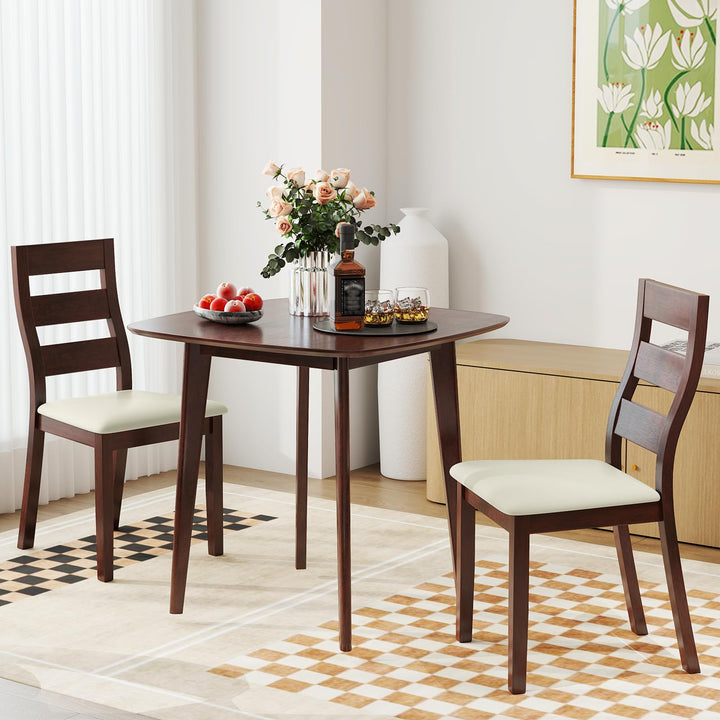 Giantex Wooden Square Kitchen Table and 2 Chairs with Padded Seat