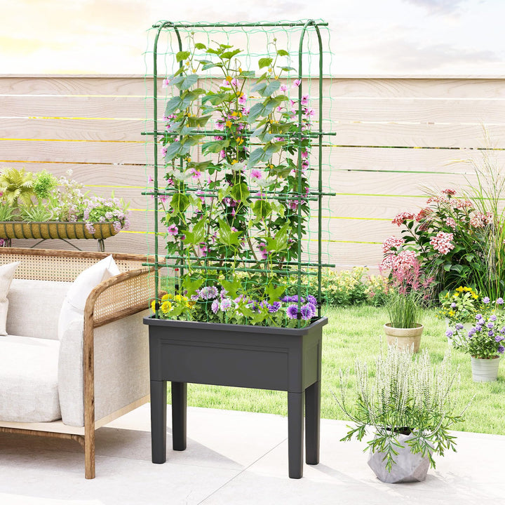 Giantex Raised Garden Bed with Legs and Trellis for Climbing Plants