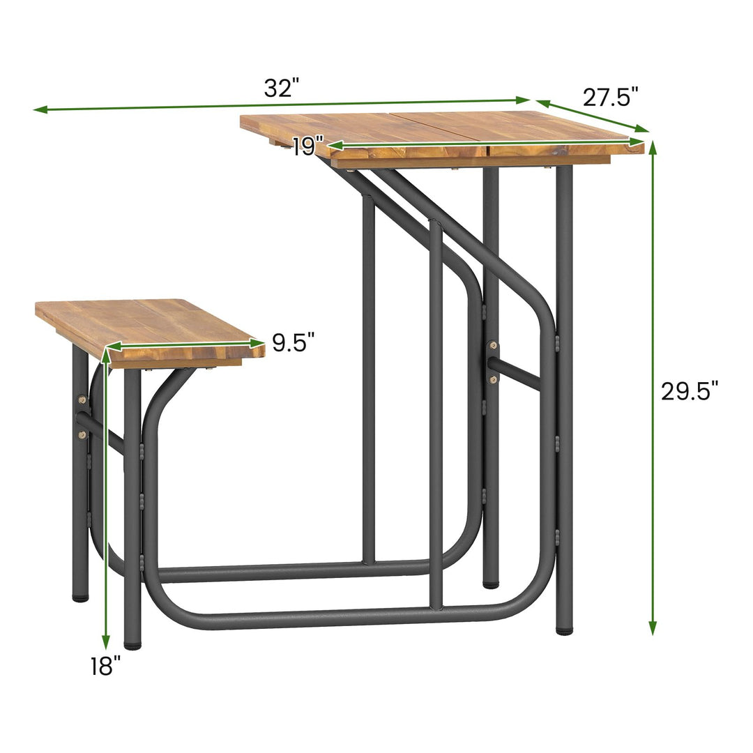 Giantex Single Picnic Table Bench Set, Acacia Wood Outdoor Dining Table Set