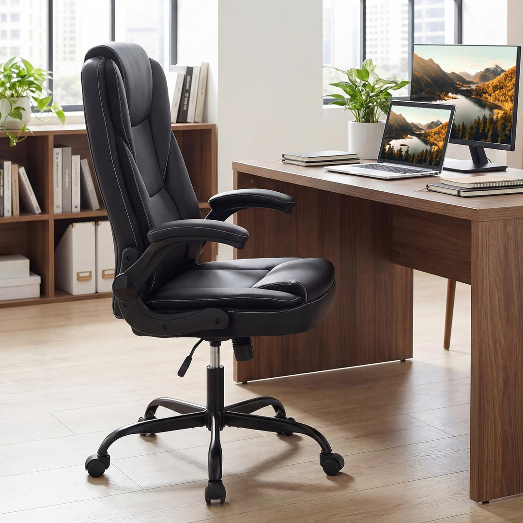 Giantex Leather Ergonomic Computer Desk Chair with Rocking Function &amp; Adjustable Height