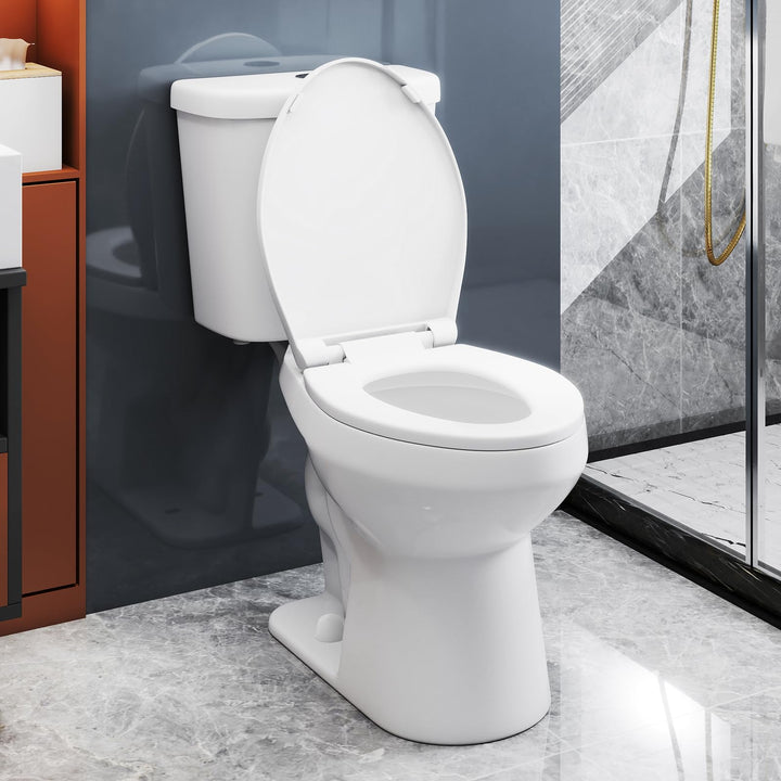 Giantex Two-Piece Elongated Toilet with 17.5" ADA Comfort Height Seat Powerful Dual Flush