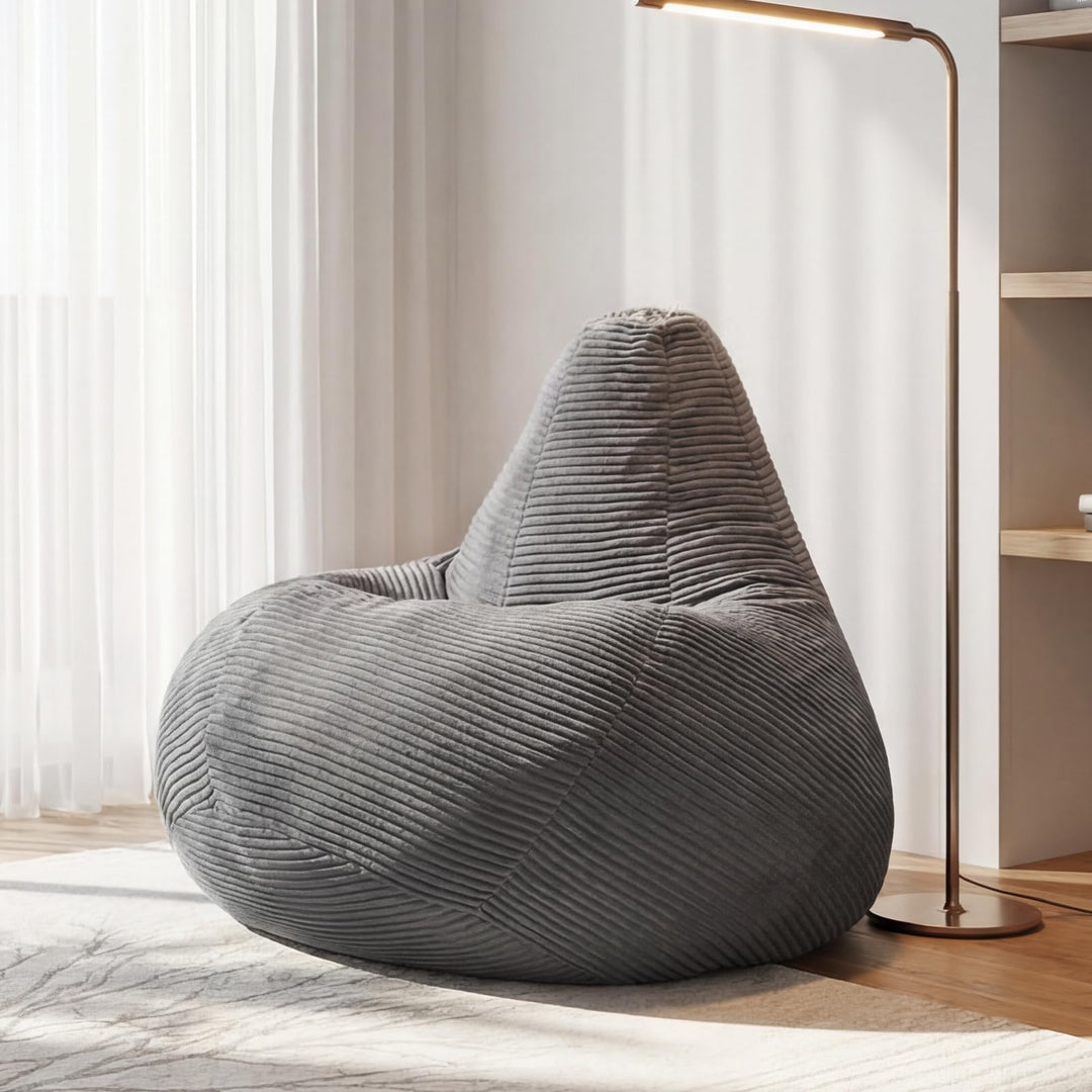 Giantex Bean Bag Chair for Adults | Accent Lazy Sofa with Skin-Friendly Corduroy Cover &amp; Soft Sponge Filling