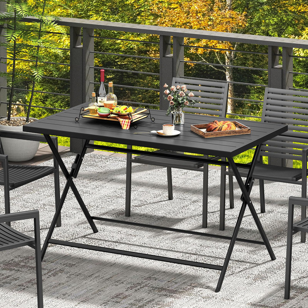 Giantex 48"x30" Rectangular Metal Folding Outdoor Dining Table for 4-6 Person