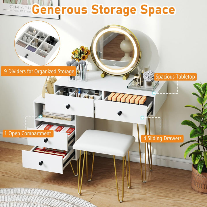 CHARMAID Modern Dressing Table with Storage Cabinet