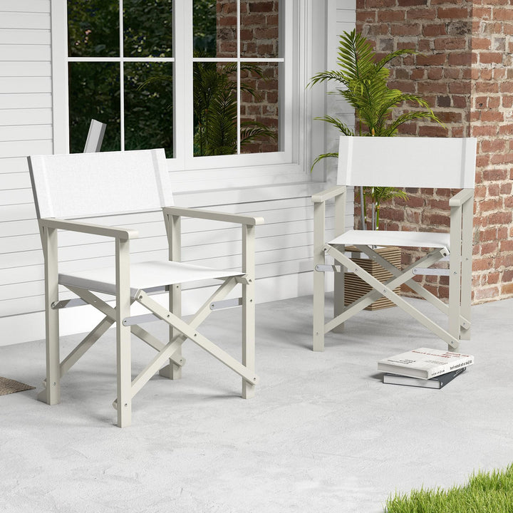 Giantex Set  Folding Director Chairs, Lightweight Patio Camping Chair with Acacia Wood Frame & Oxford Fabric Seat