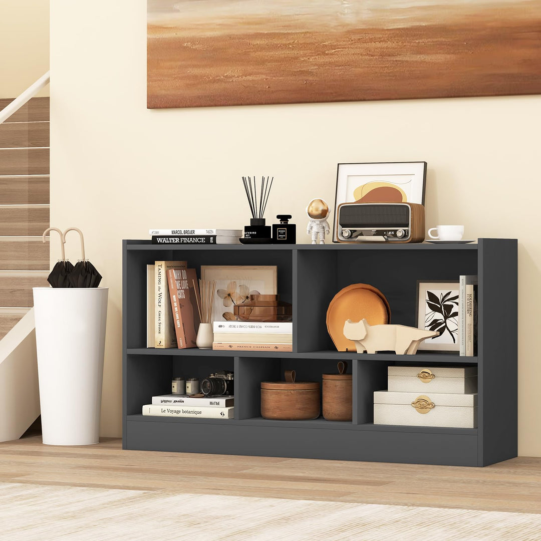 Giantex 5-Cube Bookcase, Freestanding 3-Tier Bookshelf with Spacious Top & Raised Base