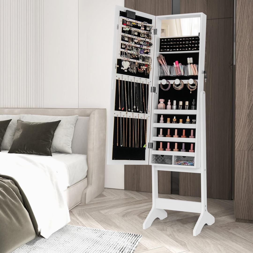 CHARMAID Jewelry Cabinet with Full Length Mirror and Warm Lights
