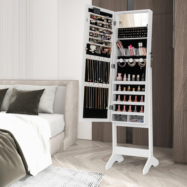CHARMAID Jewelry Cabinet with Full Length Mirror and Warm Lights