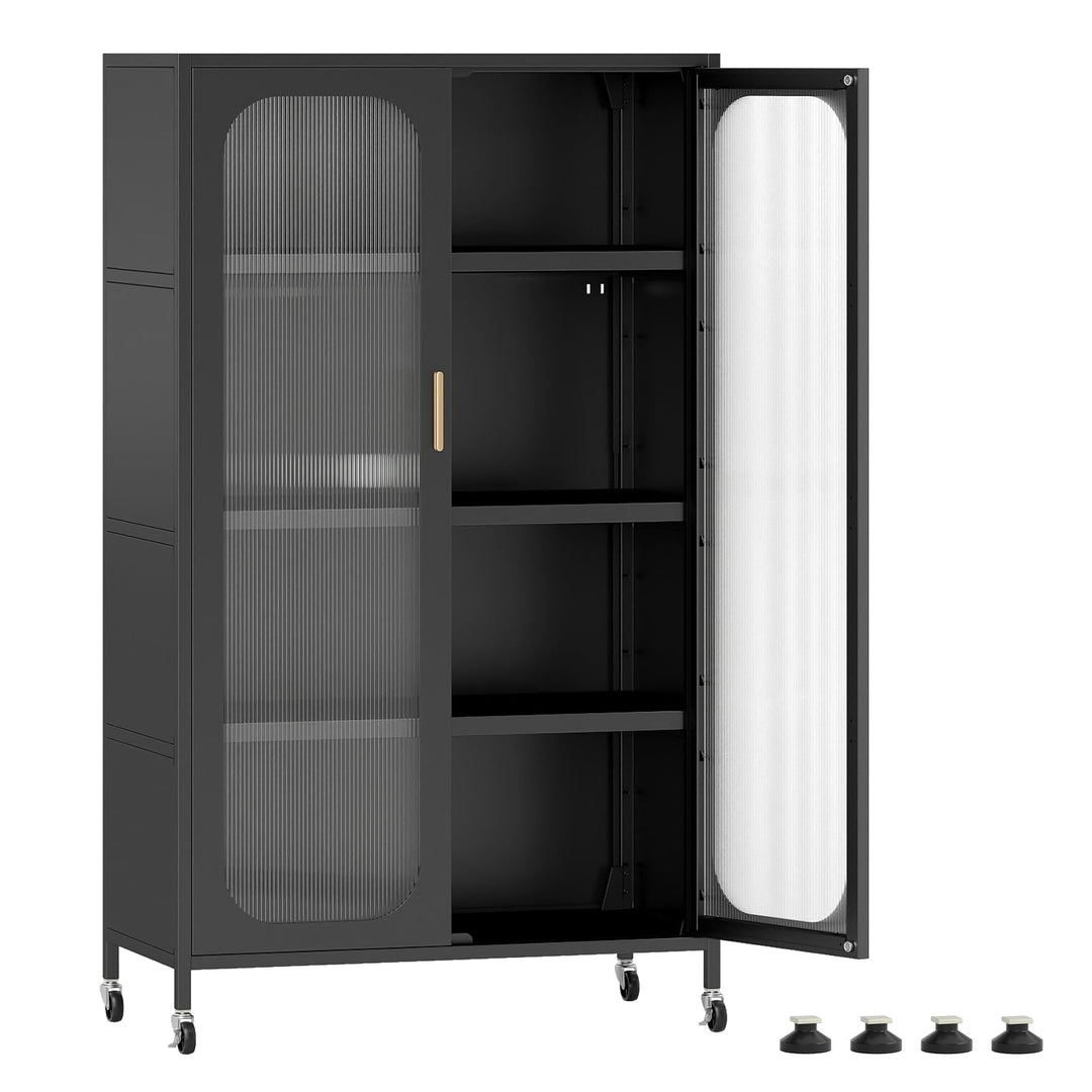 Giantex 2-Door Metal Storage Cabinet 5-Tier Tall Kitchen Pantry
