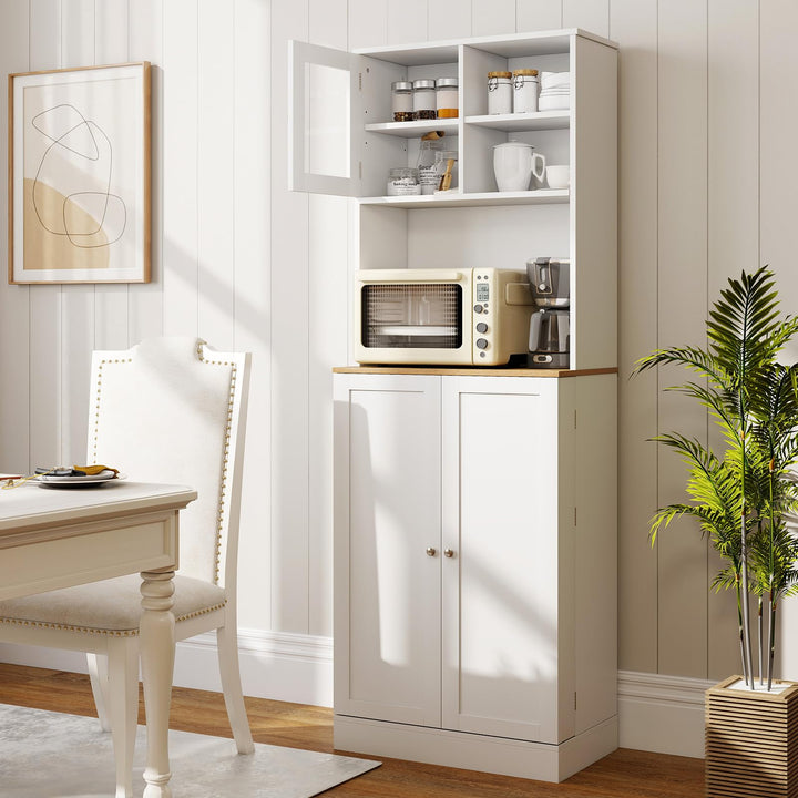 Giantex Kitchen Hutch 67" Tall Pantry Cabinet w/Microwave Countertop