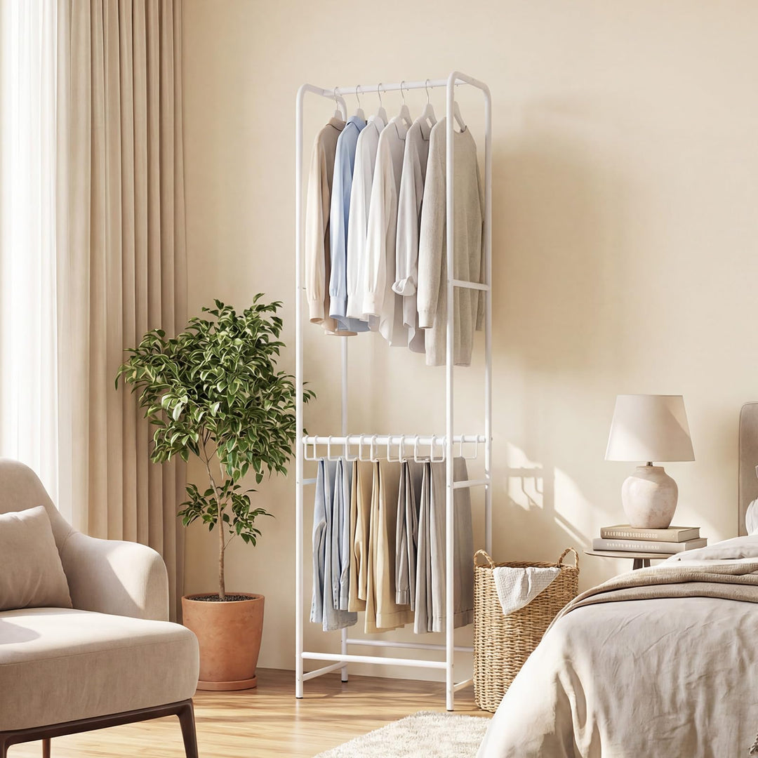 Giantex Heavy-Duty White Garment Rack with 6 Hanging Rods &amp; 10 Pants Hangers