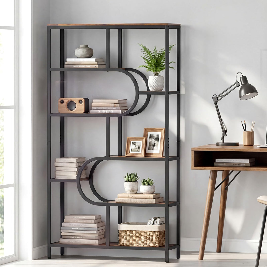 Giantex 69" Tall Etagere Bookcase w/Open Storage Shelves for Living Room
