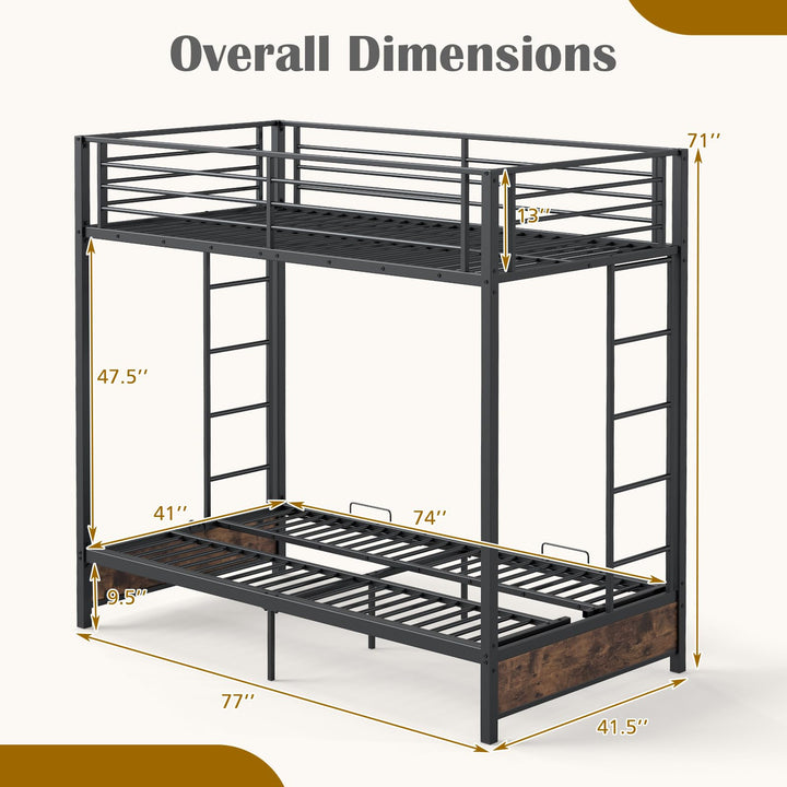 Giantex Twin Over Twin Futon Bunk Bed