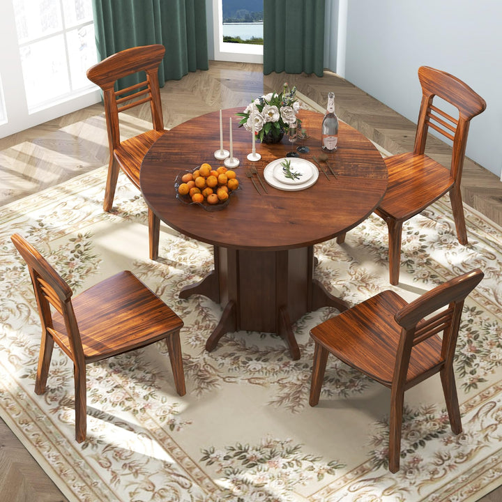 Giantex 42” Round Dining Table, Modern Kitchen Table with Pedestal Base, Solid Wood Frame