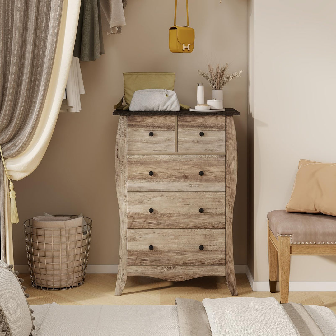 Giantex Storage Cabinet with Foldable & Detachable Fabric Drawers, Anti-Tipping Kit, 26.5” x 15” x 38” Farmhouse Floor Cabinet