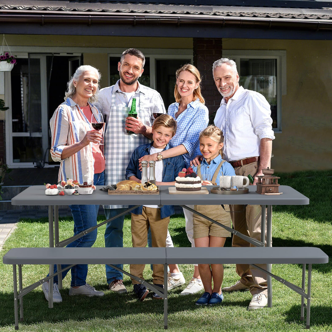 Giantex 6 FT Plastic Folding Bench, HDPE Portable Seat w/Metal Legs