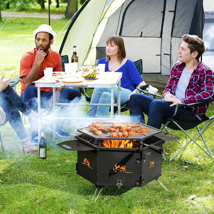 Giantex Fire Pit Grill, Outdoor Fire Pit with Removable 360° Swivel Cooking Grate
