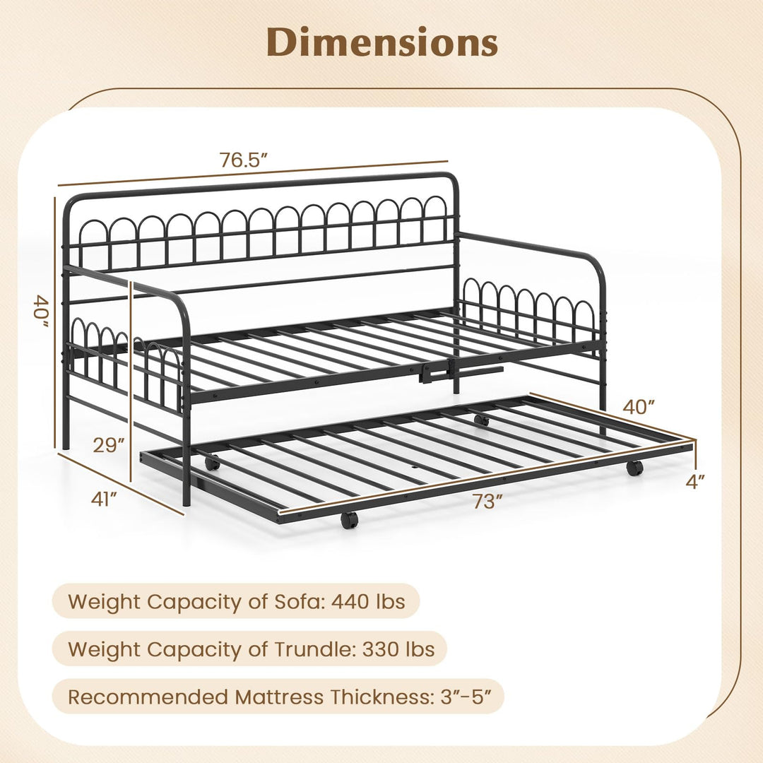Giantex Twin Daybed with Trundle with Heavy-Duty Metal Slats