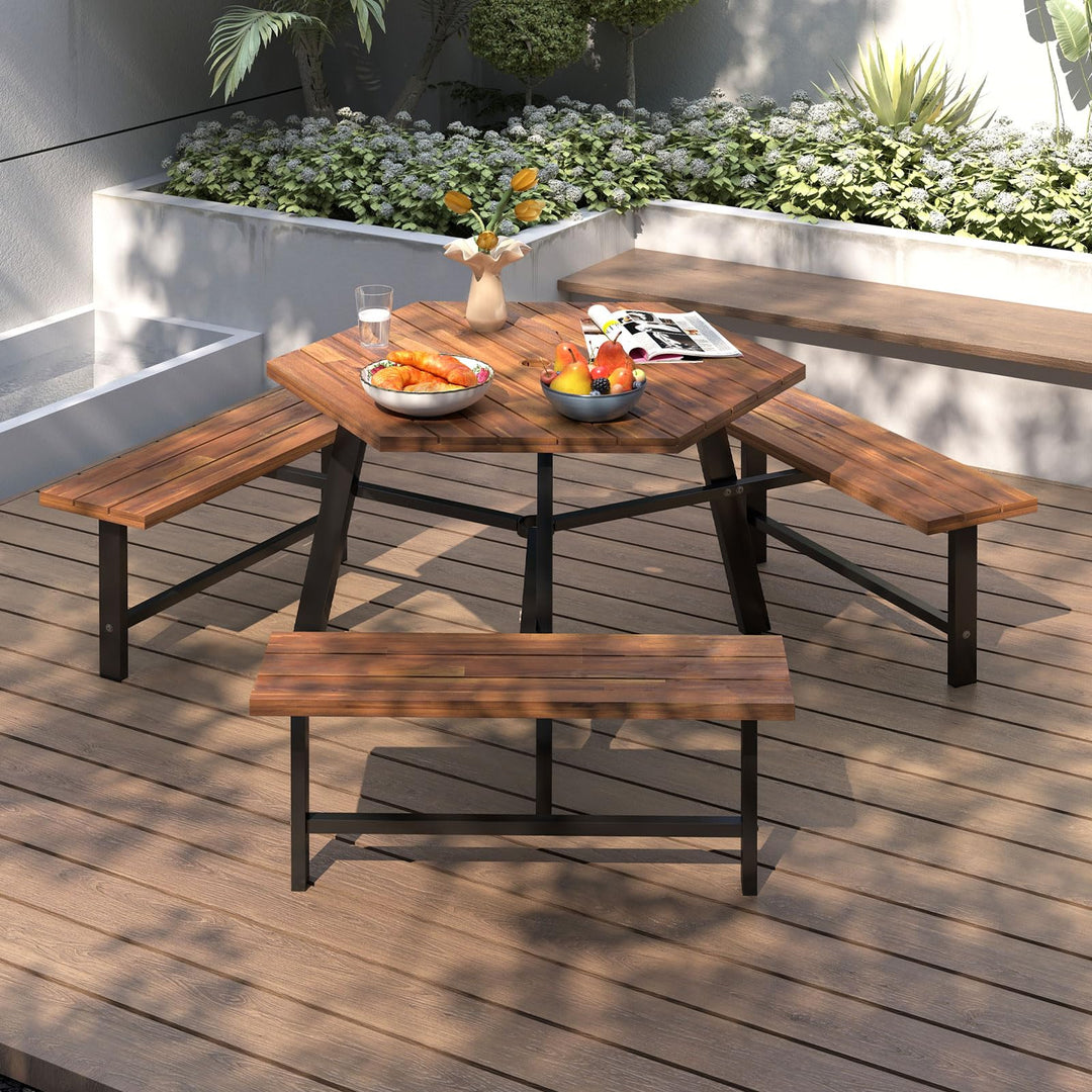 Giantex Picnic Table Bench Set for 6