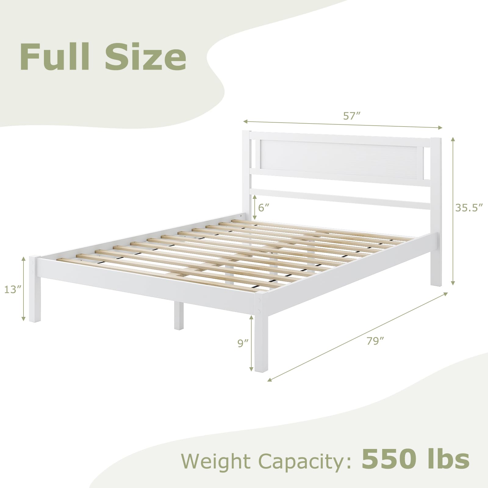 Giantex Wood Full Size Bed Frame with Headboard