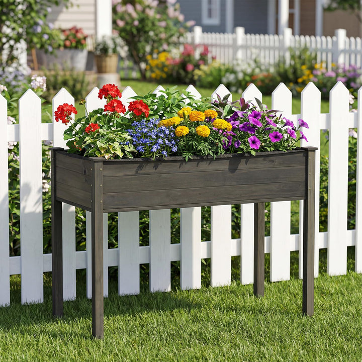 Giantex Solid Pine Wood Planter Box w/Legs