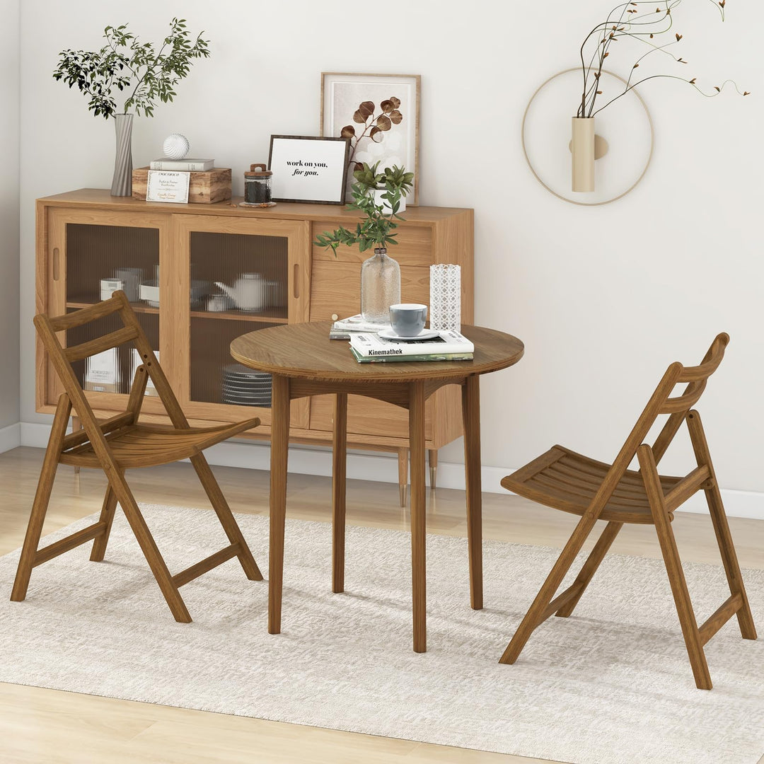 Giantex Wooden Folding Chairs Set, Dining Chairs with Wide Curved Seat
