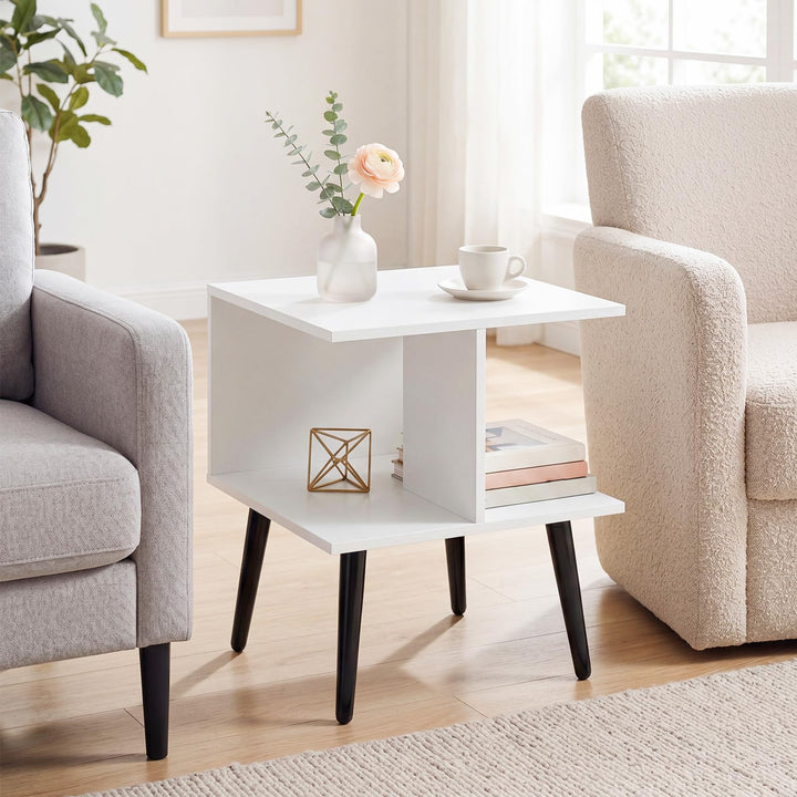 Giantex Mid Century Modern 2-Tier End Table with 2 Storage Compartments (1/2)