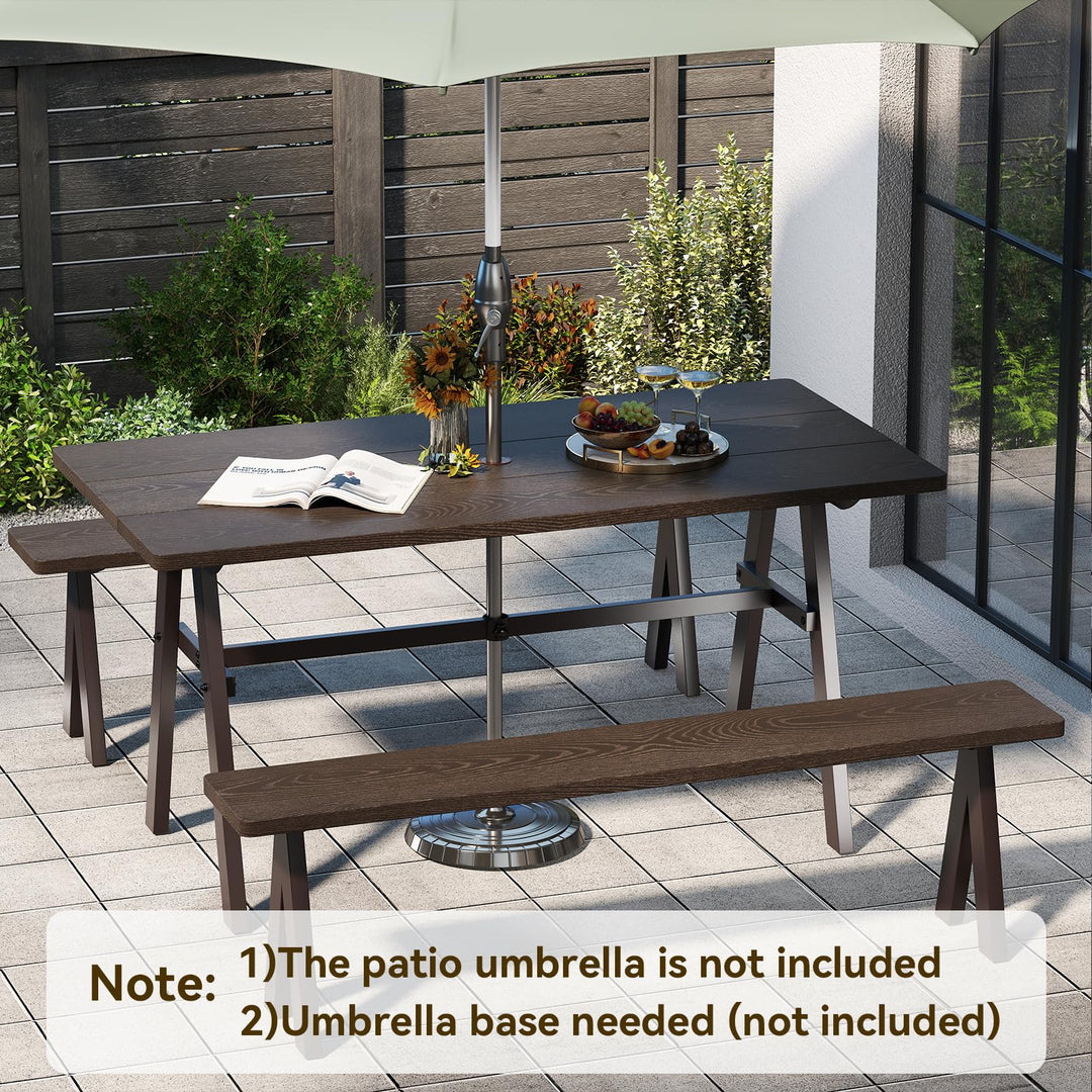 Giantex 3 Pieces Outdoor Picnic Table Set for 6 People