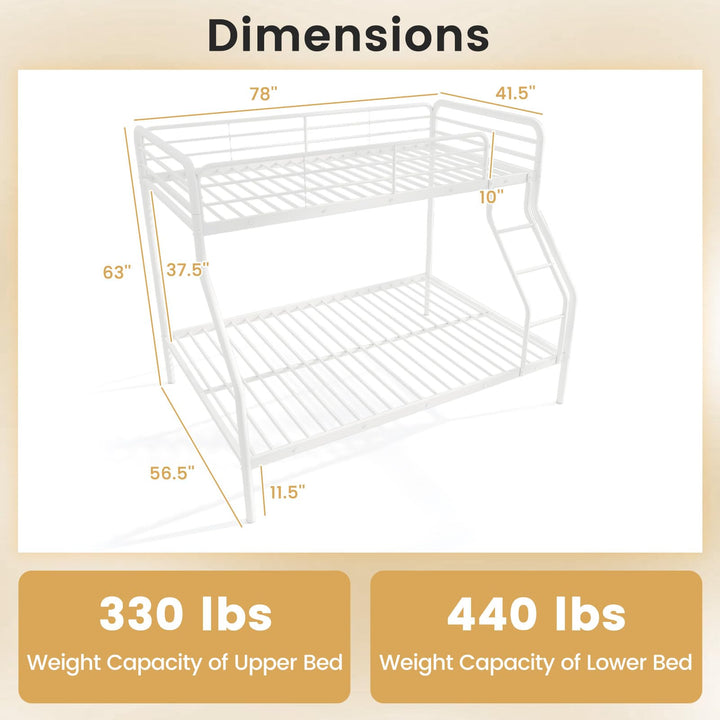 Giantex Metal Bunk Beds Twin Over Full Size, Heavy Duty Bunk Bed for Teens Adults with Ladder & Guardrails