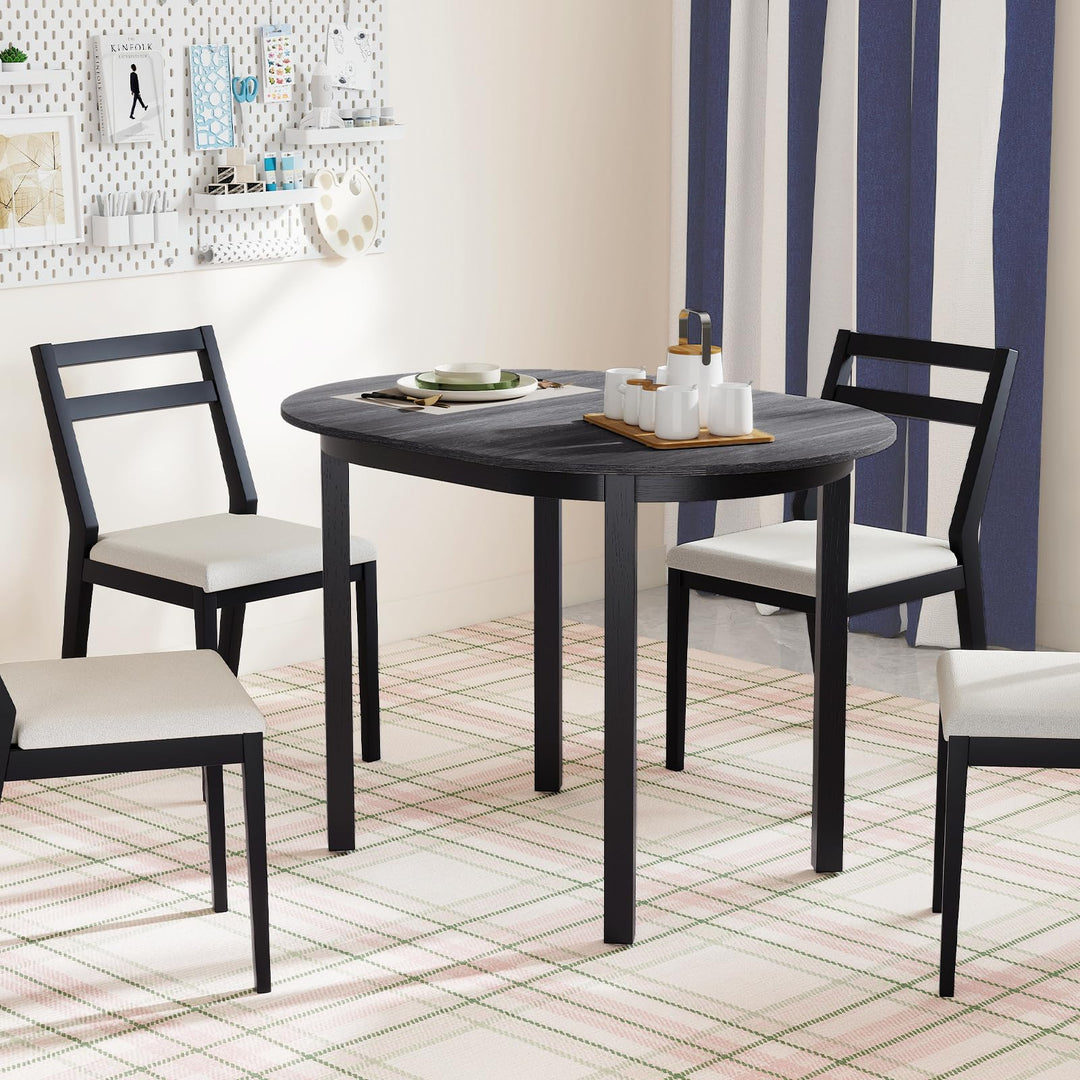 43" Wooden Dining Table for 2-4 People, Oval Kitchen Table w/Rubber Wood Legs