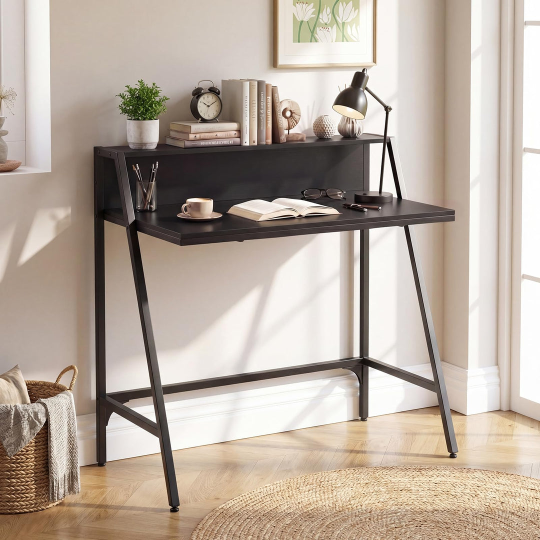 Giantex 31.5" Small Computer Desk with Raised Storage Shelf &amp; Heavy-Duty Metal Frame