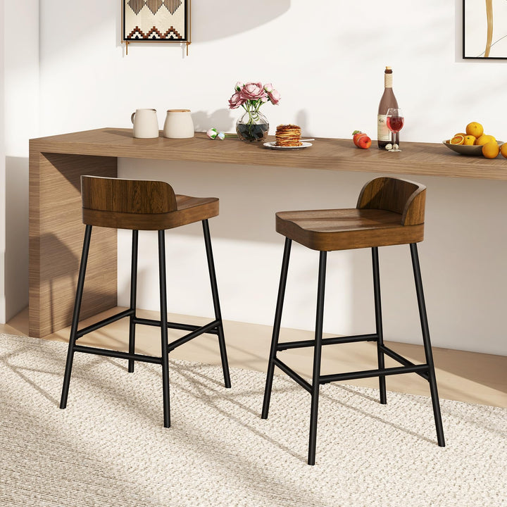 Giantex 24.5'' Bar Stool, Counter Height Bar Stools with Low Back & Footrest