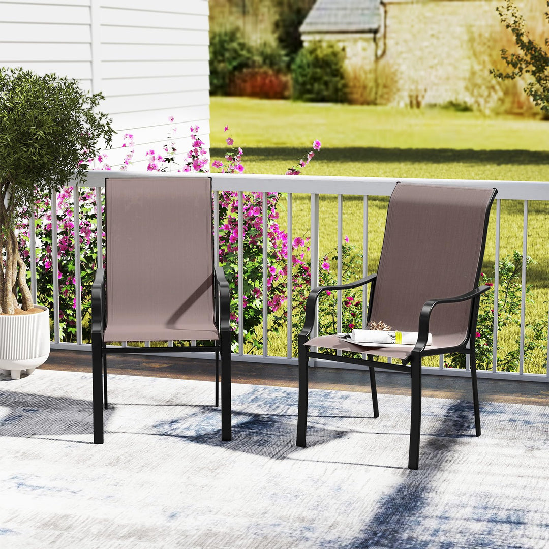 Giantex High Backrest Outdoor Chairs with Wide Seat All-Weather Mesh Fabric