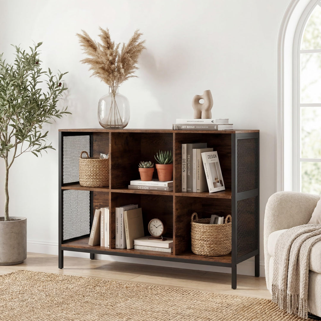 Giantex Industrial Accent 42" Wide Bookcase with 6 Cubes