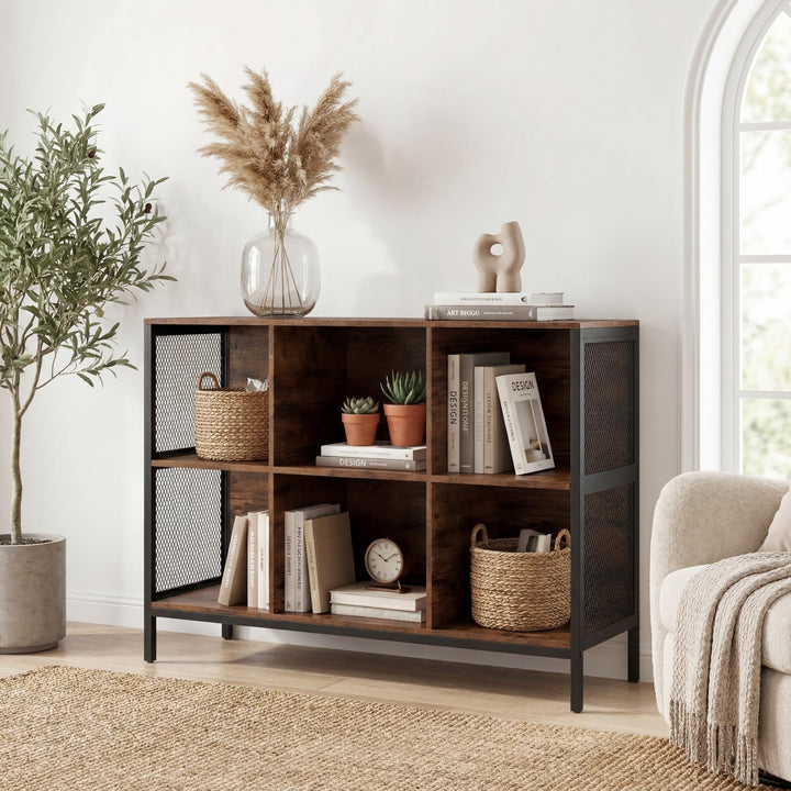 Giantex Industrial Accent 42" Wide Bookcase with 6 Cubes