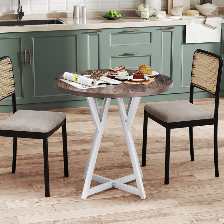 Giantex 31.5" Small Round Dining Table for 2-4 with Crossed Metal Legs Load 220Lbs