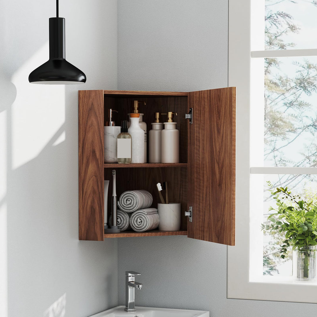 Giantex Corner Medicine Cabinet, 23.5” Over The Toilet Storage Cabinet with Mirror Door, Adjustable Shelf