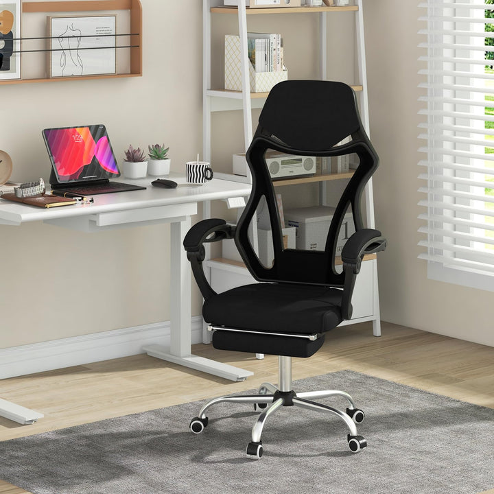 Giantex Ergonomic Desk Chair with Footrest, Mesh Office Chair with Height-Adjustable & Tilting Backrest