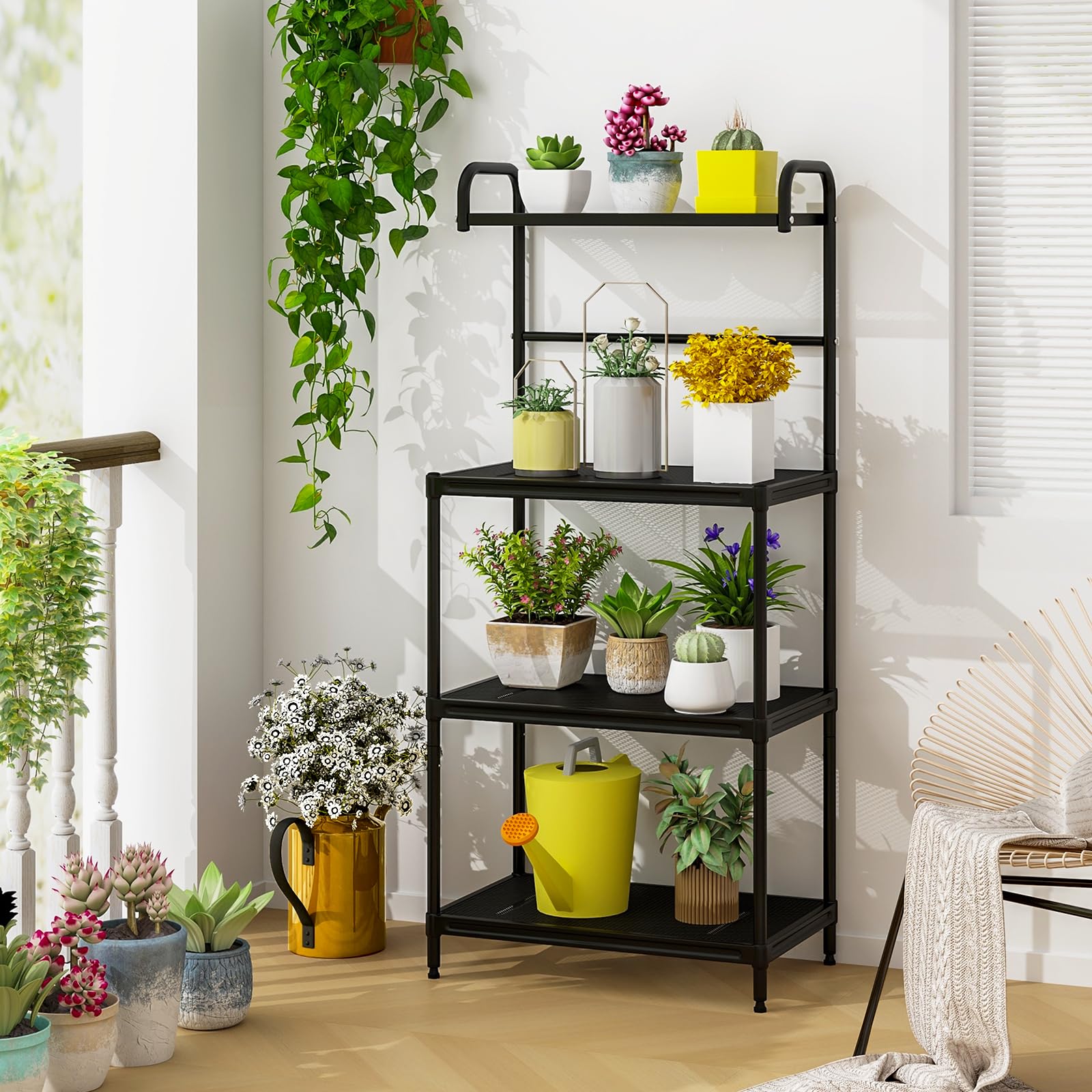 Giantex Bakers Rack, 4-Tier Microwave Oven Stand, Kitchen Storage Rack with Mesh Wire Metal Shelves