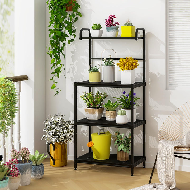 bakers rack for plants Giantex Bakers Rack, 4-Tier Microwave Oven Stand, Kitchen Storage Rack with Mesh Wire Metal Shelves