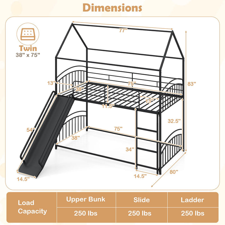 Giantex Twin Over Twin Bunk Bed with Slide &amp; Ladder for Boys Girls
