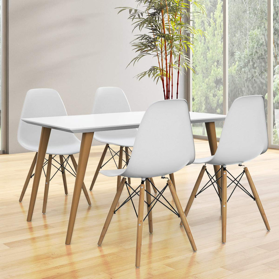 Giantex Dining DSW Chairs with Linen Cushion, Modern Mid Century Shell Chairs w/ Wood Legs