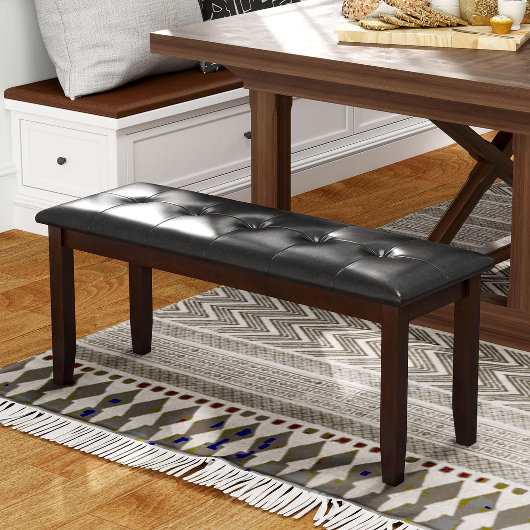Giantex Button-Tufted Dining Bench, 45.5” PU Leather Upholstered Bench w/Loads 400 Lbs