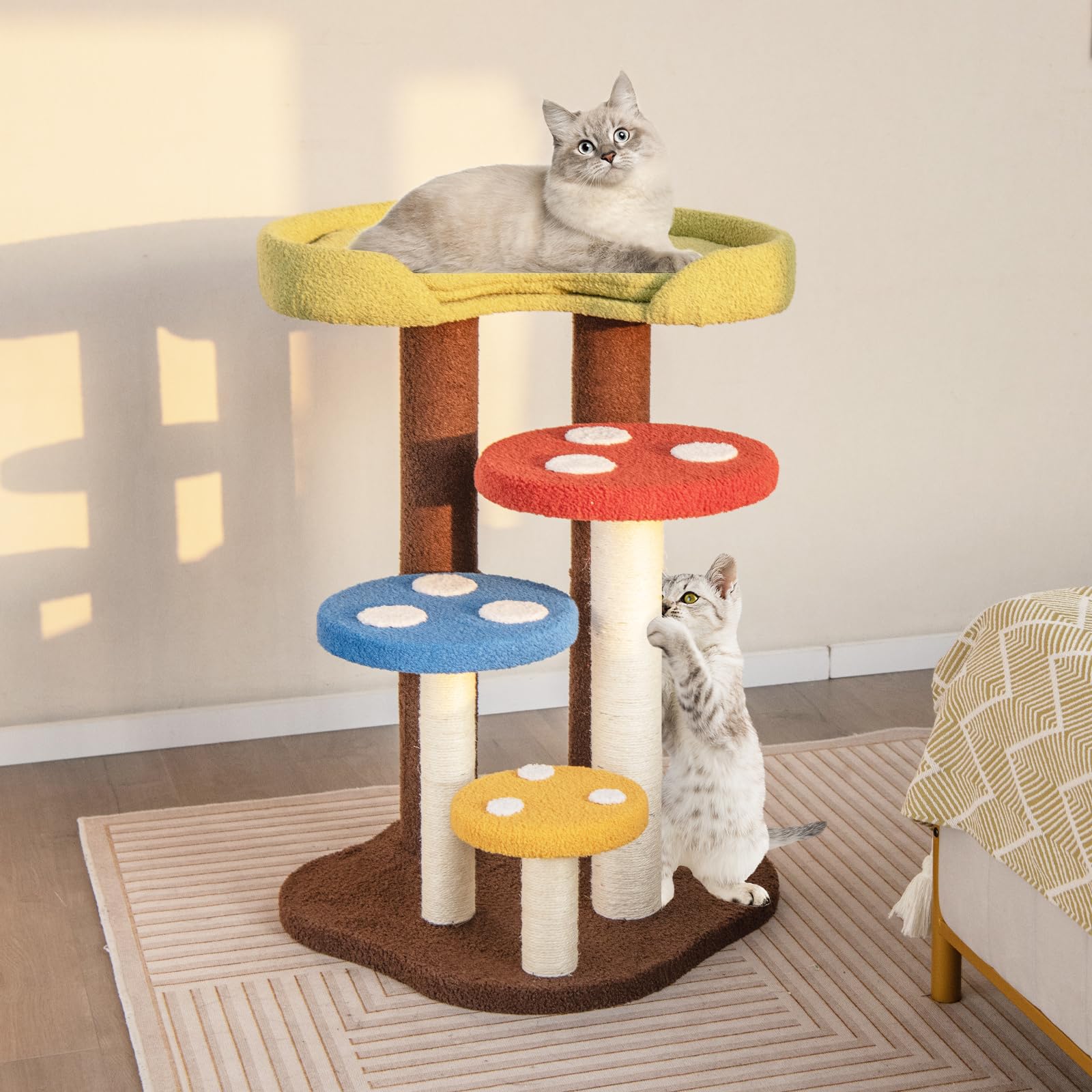Giantex Cute Cat Tree - 37 Inches Mushroom Cat Tower