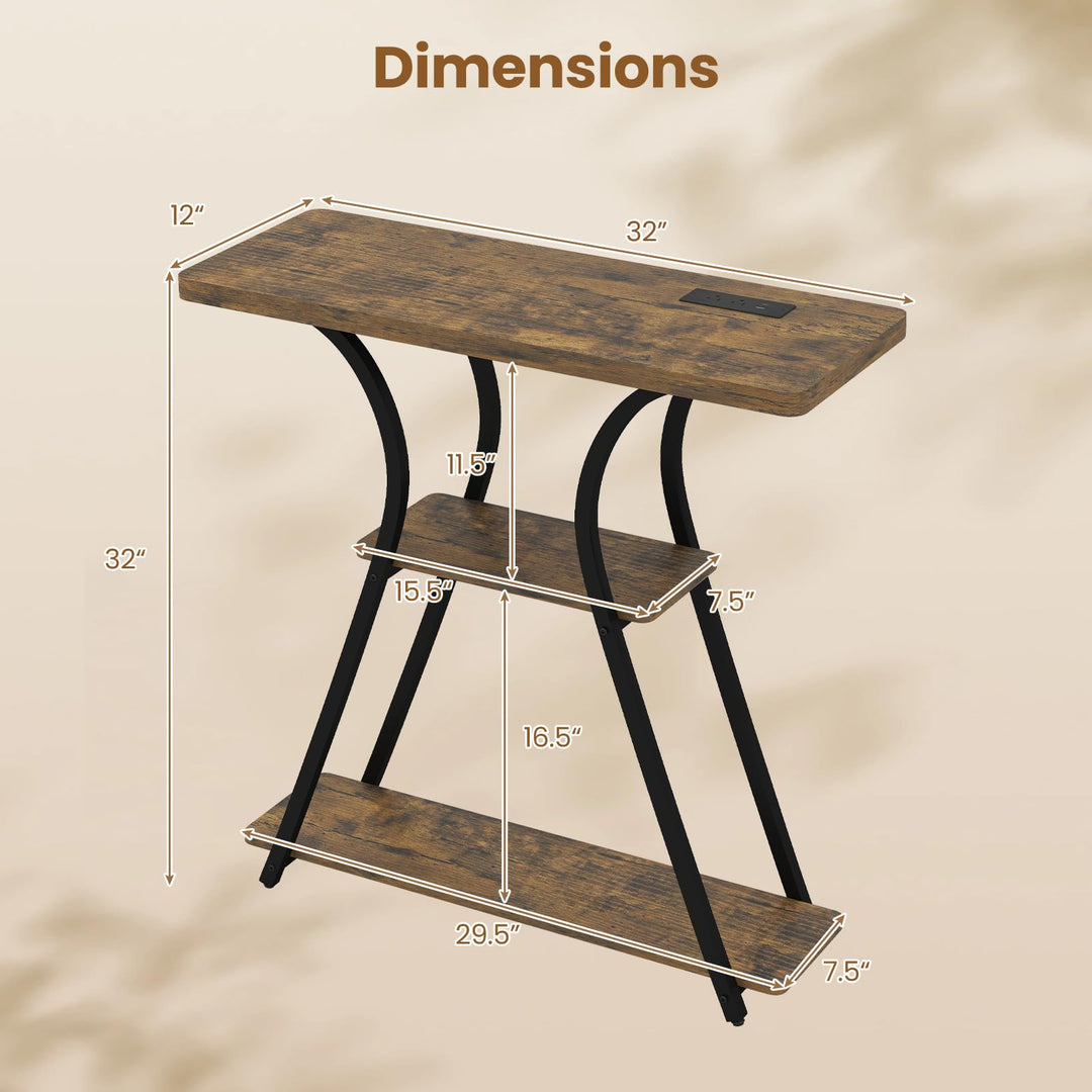 Giantex 32" 3-Tier Narrow Console Table with LED Lights