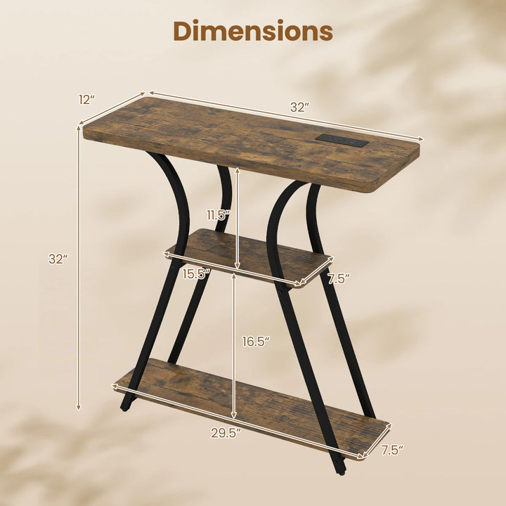 Giantex 32" 3-Tier Narrow Console Table with LED Lights