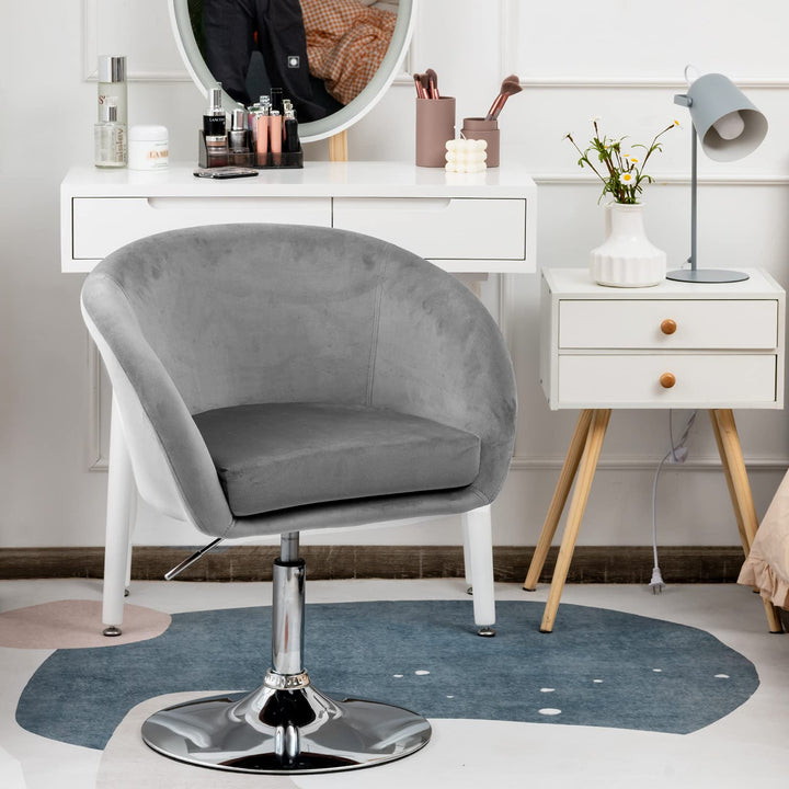 Height Adjustable Modern Velvet Makeup Chair with Chrome Frame